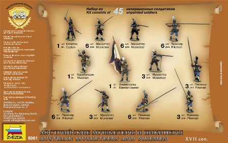 Zvezda 8061 1:72 Austrian Musketeers and Pikemen 16-17th Century