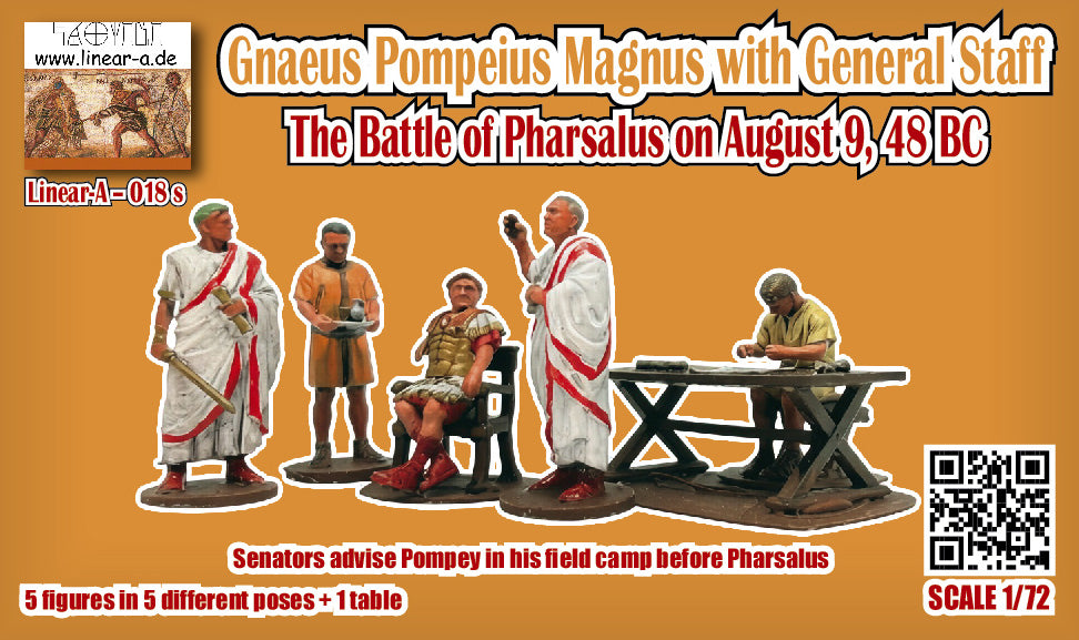 Linear-A 018-S 1:72 Gnaeus Pompeius Magnus with General StaffThe Battle of Pharsalus on August 9, 48 BC.