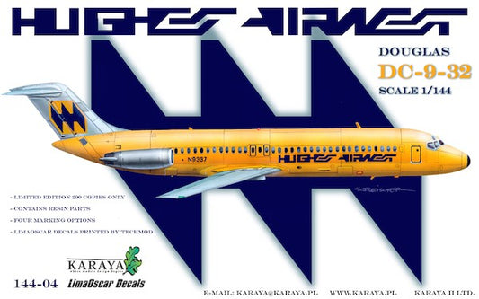 Karaya 144-04 1:144 Douglas DC-9 (DC-9-30) Hughes Airwest 1973-1980 (FLY plastic parts + Lima Oscar decals)