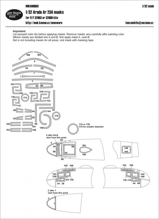 New Ware NWAM0001 1:32 Arado Ar-234B-2/Arado Ar-234B-2/B-2N masks