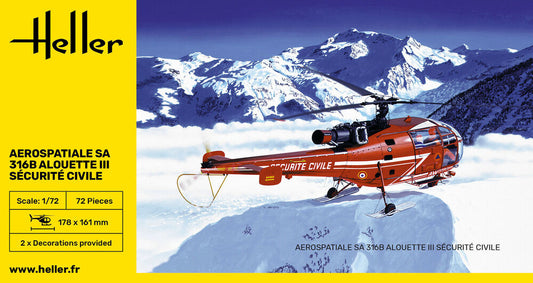 Heller 80289 1:72 Sud-Aviation/Aerospatiale SA-316 Securite Civile
