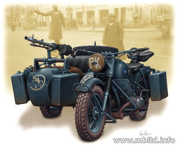 Master Box MB3528 1:35 German motorcycle and sidecar