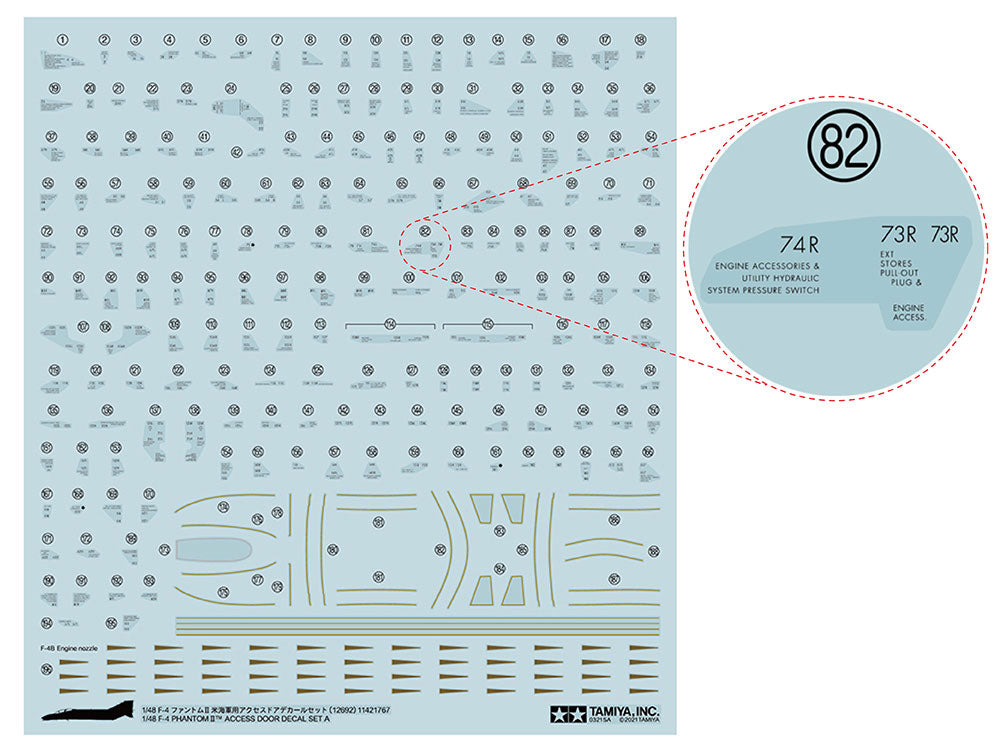 Tamiya 12692 1:48 F-4 Phantom II Access Door Decal Set A