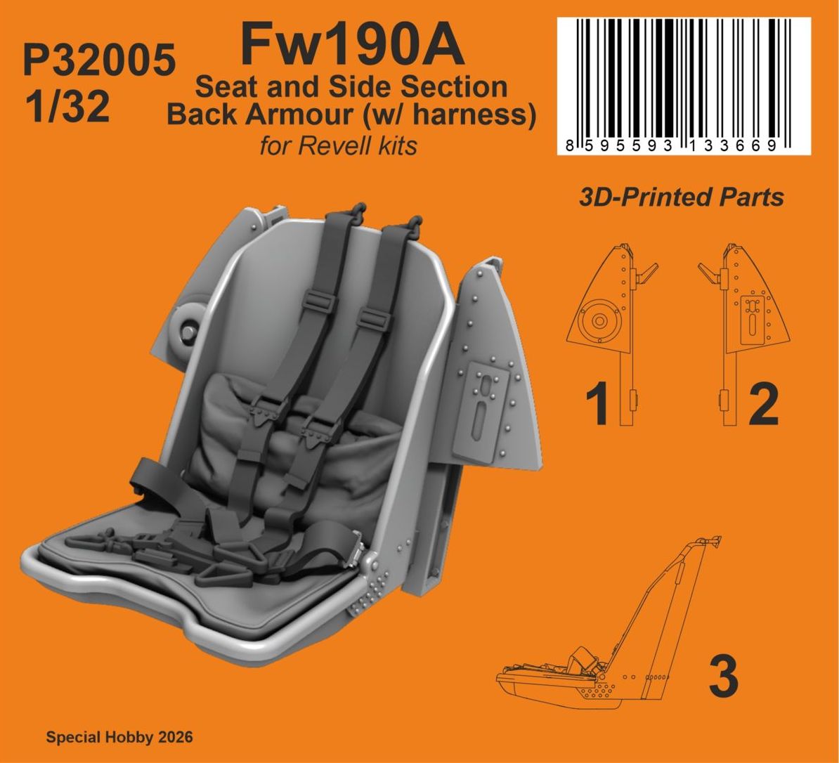 CMK/Czech Master Kits P32005 1:32 Focke-Wulf Fw-190A Seat and Side Section Back Armour (with harness)