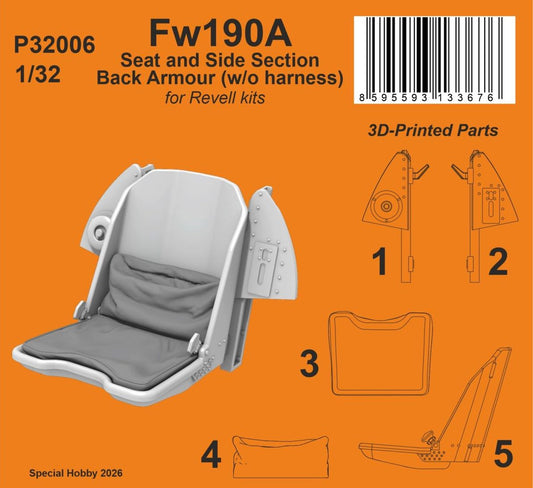 CMK/Czech Master Kits P32006 1:32 Focke-Wulf Fw-190A Seat and Side Section Back Armour (w/o harness)
