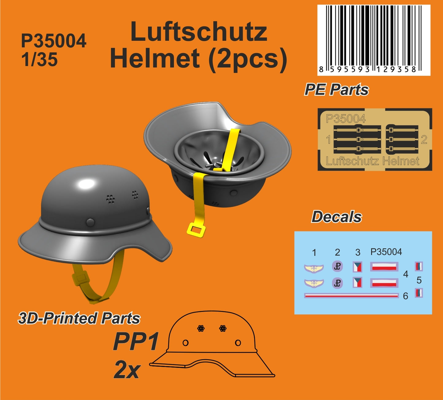 CMK P35004 1:35 Luftschutz Helmet (2pcs) 3D Printed