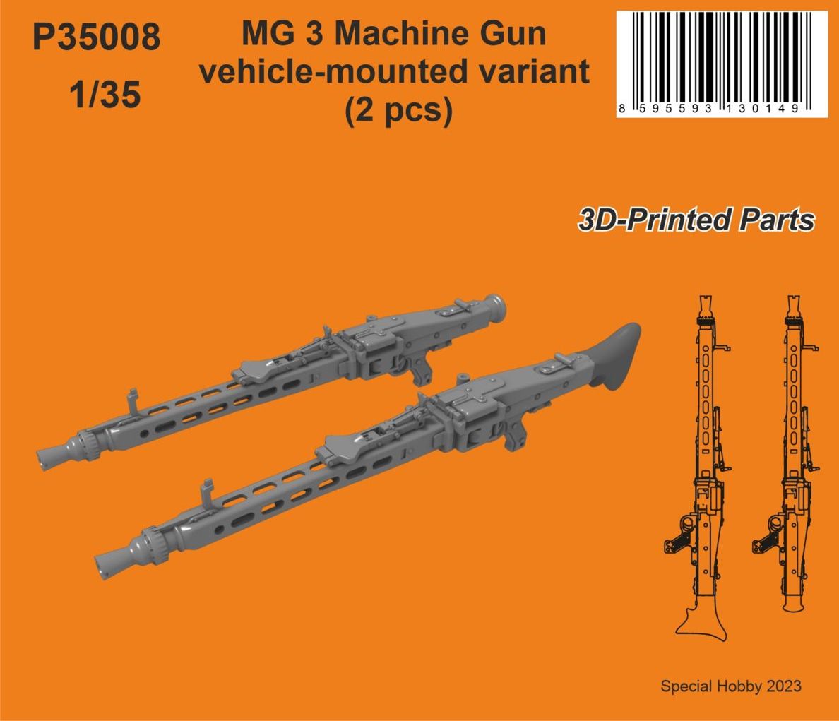 CMK P35008 1:35 MG 3 Machine Gun Vehicle-Mounted Variant (2 pcs) 3D Printed