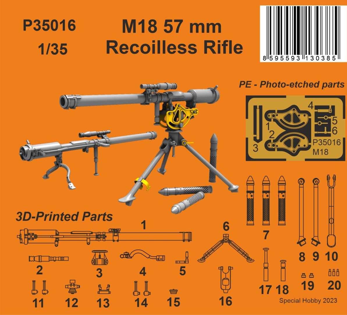 CMK P35016 1:35 M18 57mm Recoilless Rifle 3D Printed