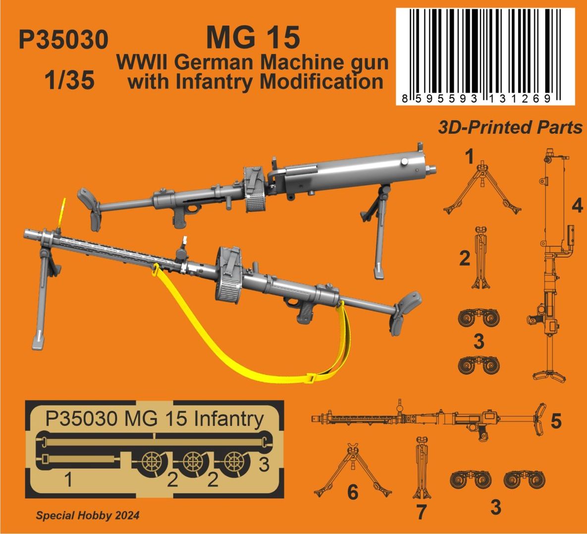 CMK/Czech Master Kits P35030 1:35 MG 15 Machine Gun with Infantry Modification.