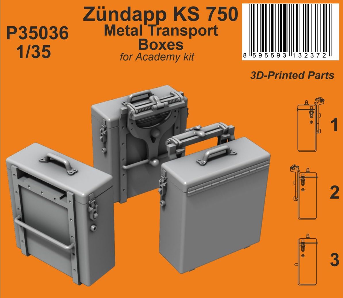 CMK/Czech Master Kits P35036 1:35 Zundapp KS 750 Metal Transport Boxes
