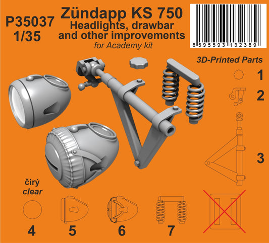 CMK/Czech Master Kits P35037 1:35 Zundapp KS 750 Headlights, Drawbar And Other Improvements