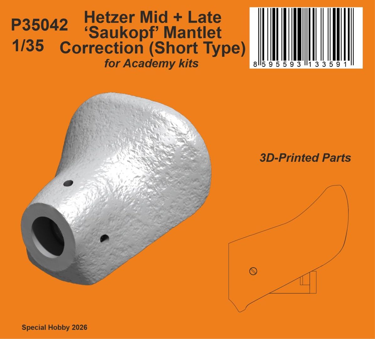 CMK/Czech Master Kits P35042 1:35 Hetzer Mid + Late ‘Saukopf’ Mantlet Correction (Short Type)