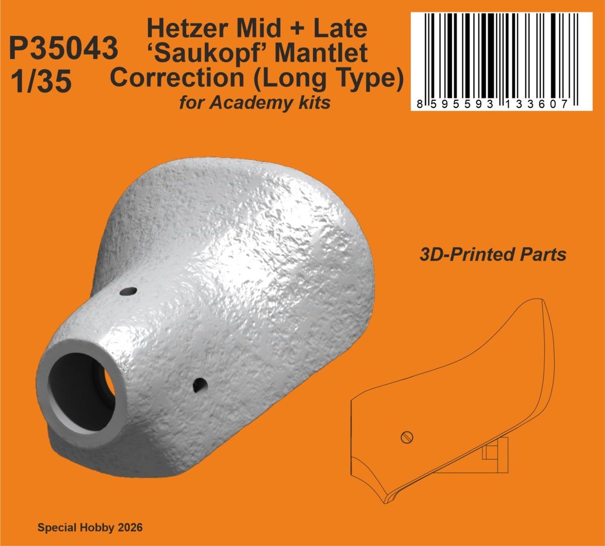 CMK/Czech Master Kits P35043 1:35 Hetzer Mid + Late ‘Saukopf’ Mantlet Correction (Long Type)