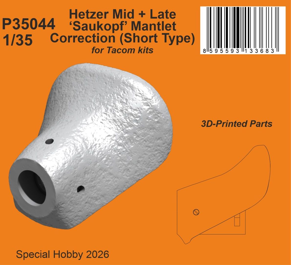 CMK/Czech Master Kits P35044 1:35 Hetzer Mid + Late ‘Saukopf’ Mantlet Correction (Short Type)