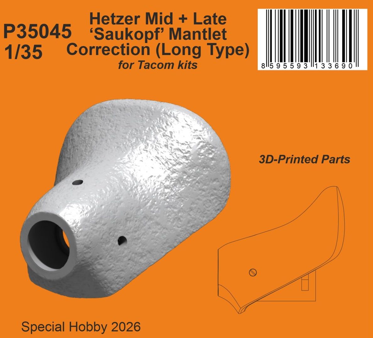 CMK/Czech Master Kits P35045 1:35 Hetzer Mid + Late ‘Saukopf’ Mantlet Correction (Long Type)