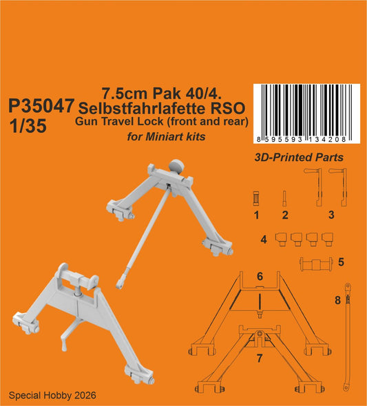 CMK/Czech Master Kits 129-P35047 1:35 7.5cm Pak 40/4. Selbstfahrlafette RSO – Gun Travel Lock (front and rear)