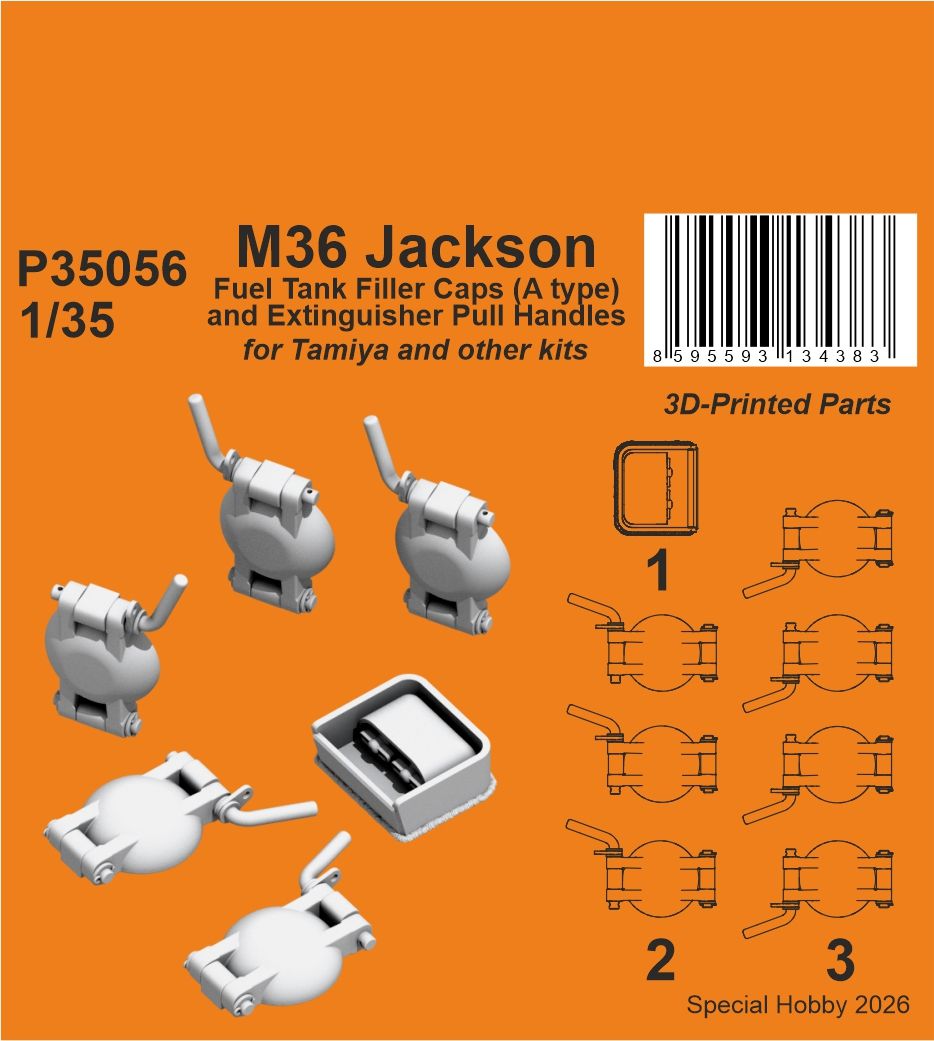 CMK/Czech Master Kits P35056 1:35 M36 Jackson Fuel Tank Filler Caps (A type) and Extinguisher Pull Handles