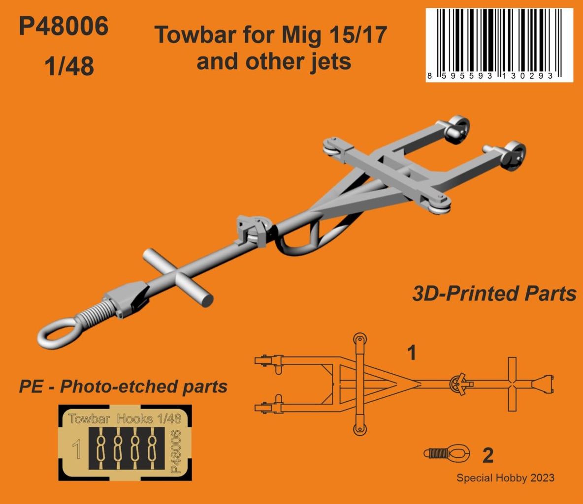 CMK P48006 1:48 Towbar for Mikoyan MiG-15/MiG-17 and other jets 3D Printed