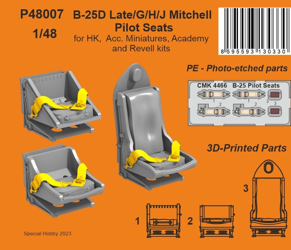 CMK P48007 1:48 North-American B-25D Late G/H/J Mitchell Pilot Seats 3D Printed