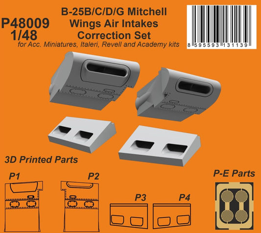 CMK/Czech Master Kits P48009 1:48 Noth-American B-25B/B-25C/B-25D Mitchell Wings Air Intakes Correction Set