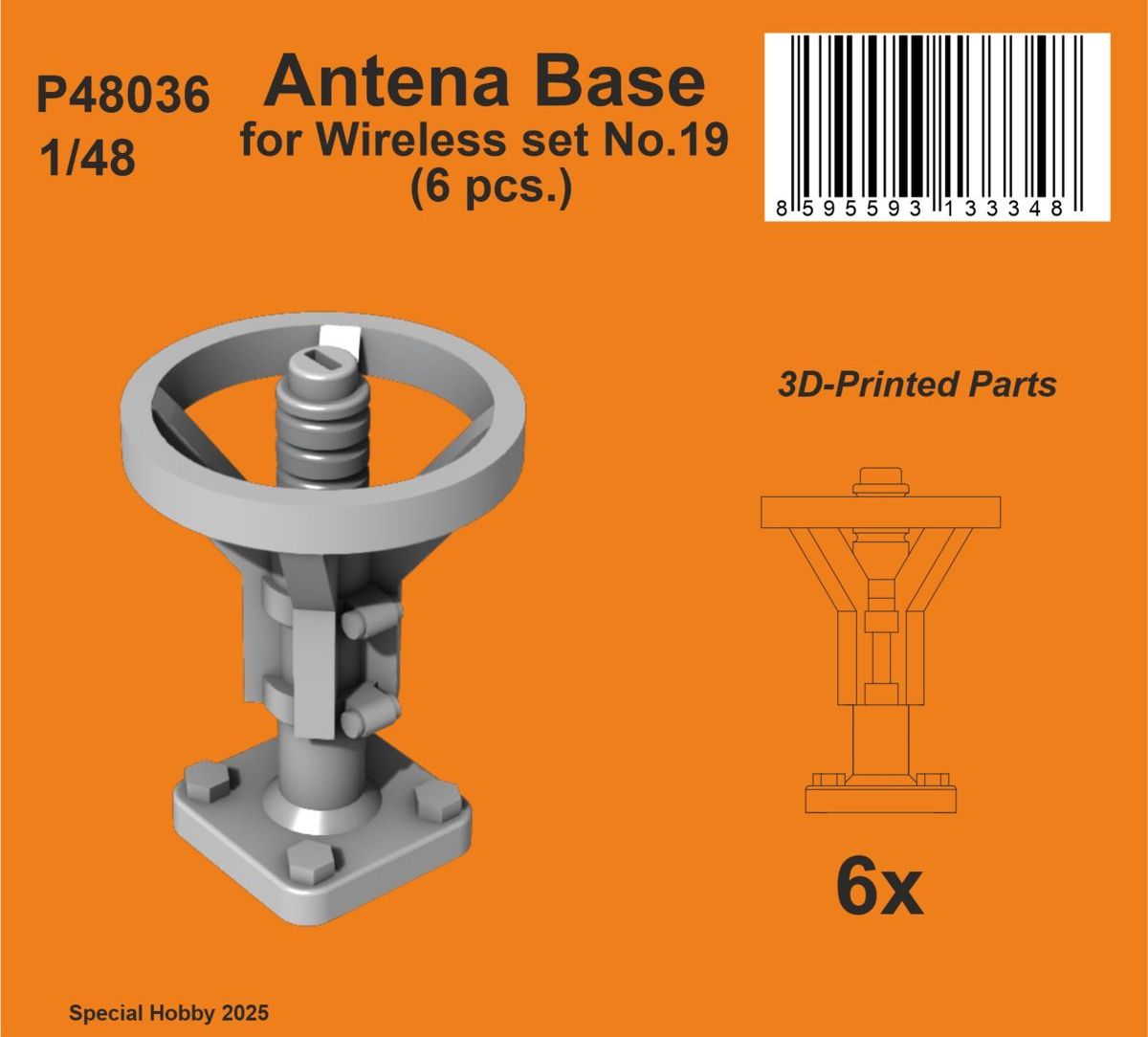 CMK/Czech Master Kits P48036 1:48 Antenna Base for Wireless set No.19 (6 pcs)