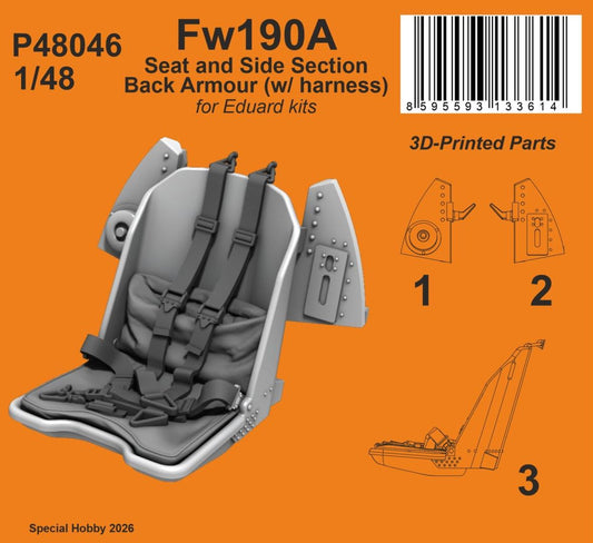 CMK/Czech Master Kits P48046 1:48 Focke-Wulf Fw-190A Seat and Side Section Back Armour (w/ harness)