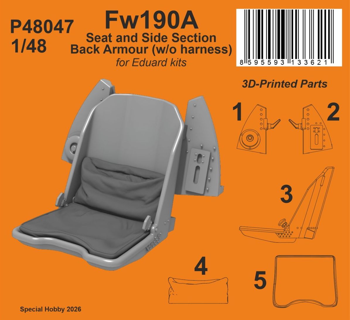 CMK/Czech Master Kits P48047 1:48 Focke-Wulf Fw-190A Seat and Side Section Back Armour (w/o harness)