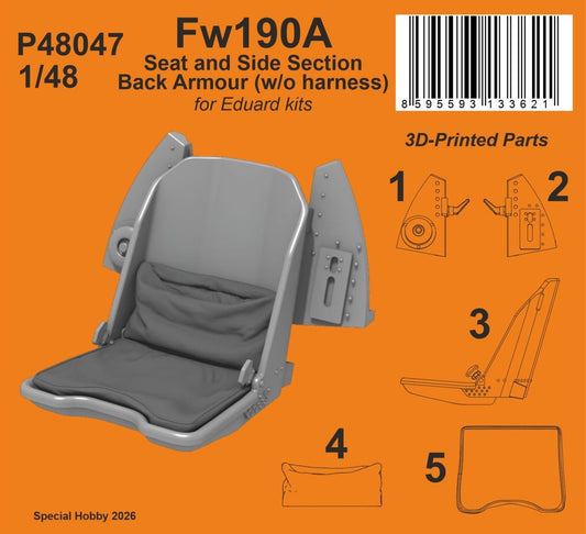 CMK/Czech Master Kits P48047 1:48 Focke-Wulf Fw-190A Seat and Side Section Back Armour (w/o harness)