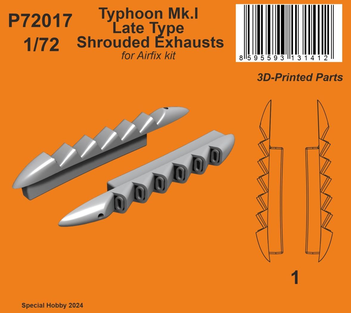 CMK/Czech Master Kits P72017 1:72 Hawker Typhoon Mk.I Late Type Shrouded Exhausts