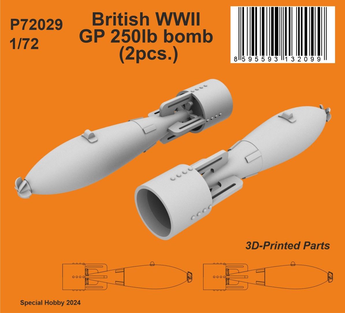 CMK/Czech Master Kits P72029 1:72 British WWII GP 250lb bomb (2 pcs.)