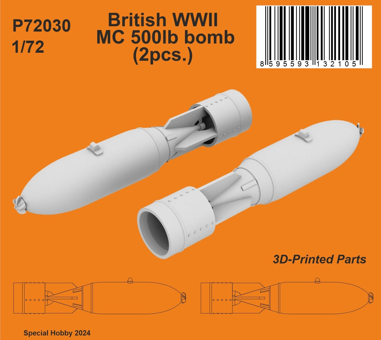 CMK/Czech Master Kits P72030 1:72 British WWII MC 500lb bomb Mk.IV (2 pcs.)