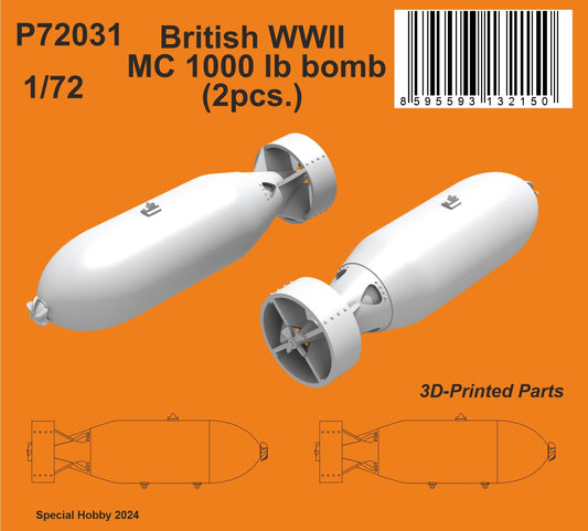 CMK/Czech Master Kits P72031 1:72 British WWII MC 1000lb bomb Mk.I (2pcs.)