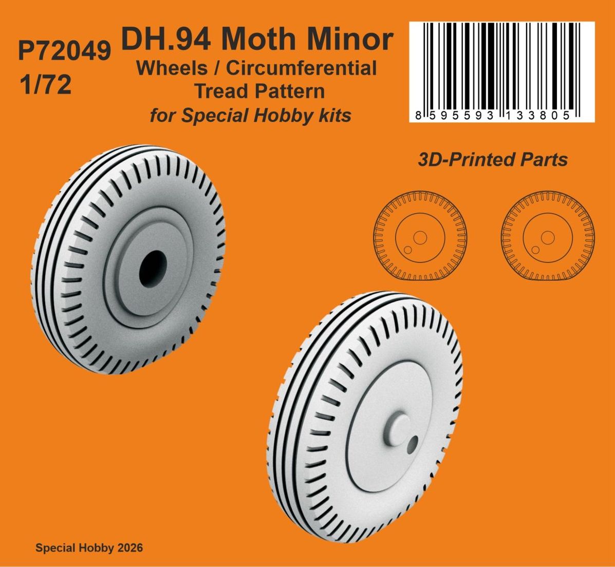 CMK/Czech Master Kits P72049 1:72 de Havilland DH.94 Moth Minor Wheels / Circumferential Tread Pattern