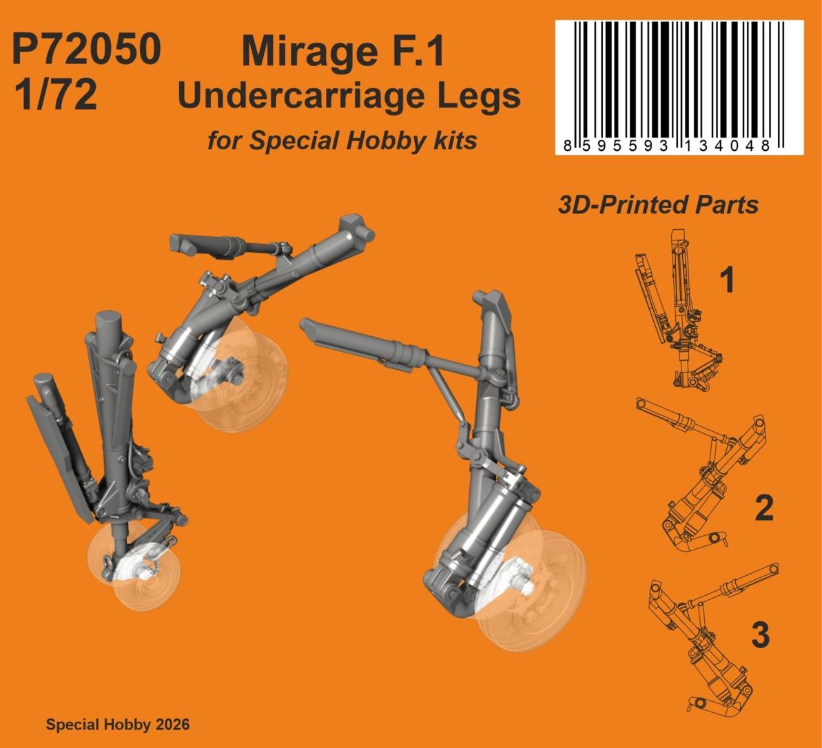 CMK/Czech Master Kits 129-P72050 1:72 Mirage F.1 Undercarriage Legs