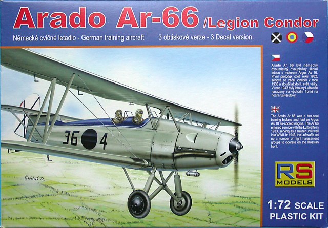 RS Models 92060 1:72 Arado Ar-66 Legion Condor. 4 decal variants / 2 Spain., 1 Czech., 1 Romania