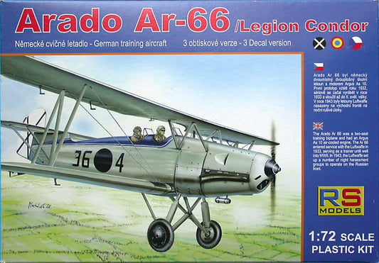 RS Models 92060 1:72 Arado Ar-66 Legion Condor. 4 decal variants / 2 Spain., 1 Czech., 1 Romania