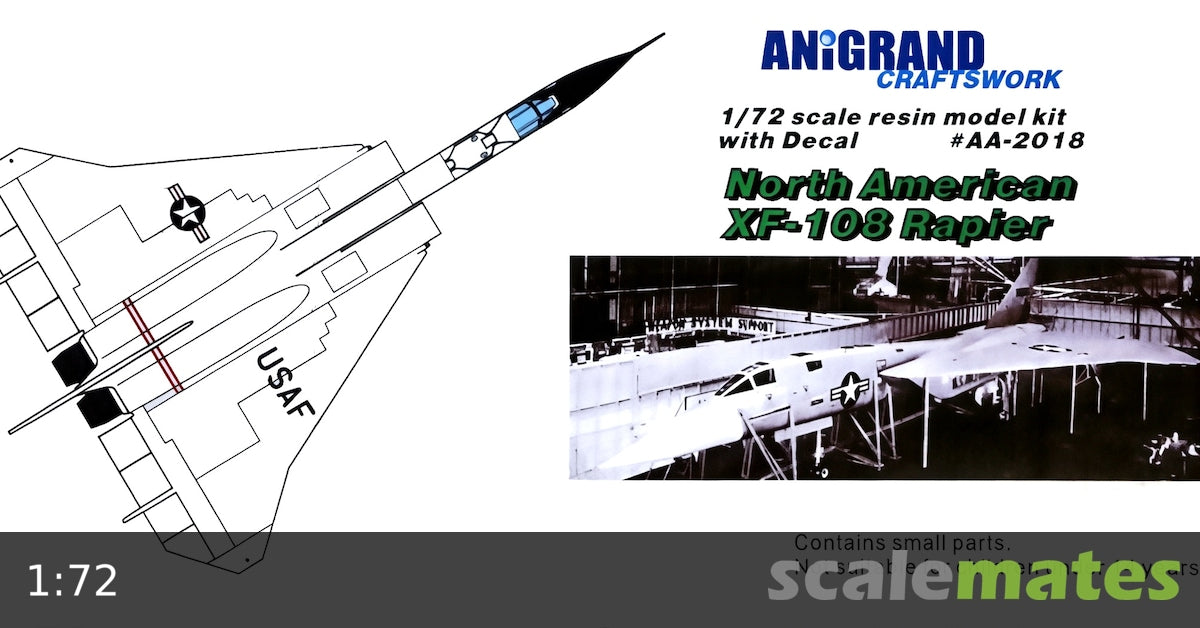Anigrand Craftswork 2018 1:72 North-American XF-108 Rapier Mach 3 escort fighter for XB-70