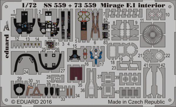 Eduard SS559 1:72 Dassault Mirage F.1CG interior