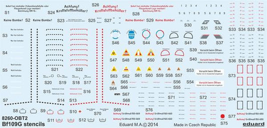 Eduard D48025 1:48 Messerschmitt Bf-109G-2/Bf-109G-5/Bf-109G-6 stencils
