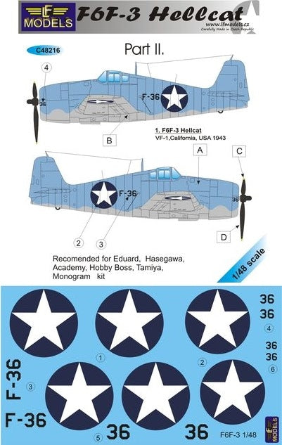 LF Models C48216 1:48 Grumman F6F-3 Hellcat part II. F-36, VF-1, California 1943