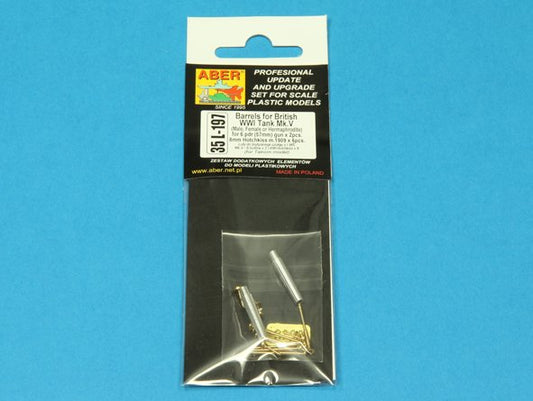 Aber 35L197 1:35 Barrels for British WWI Tank Mk.V (Male, Female or Hermaphrodite)