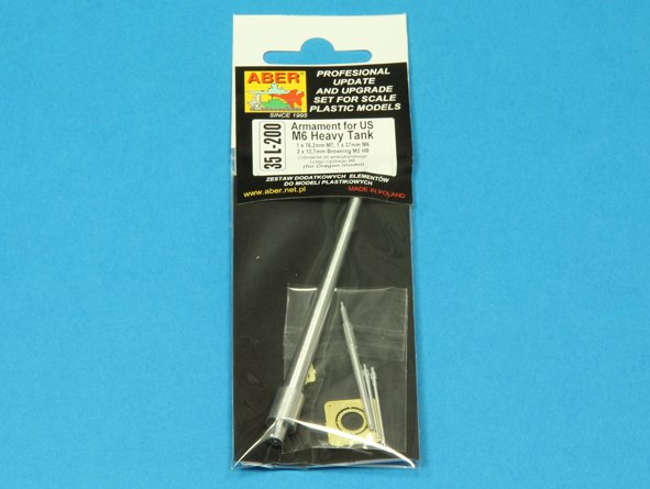 Aber 35L200 1:35 Armament for U.S. M6 Heavy Tank 1 x 76,2mm M7, 1 x 37mm M6; 2 x 12,7mm Browning M2