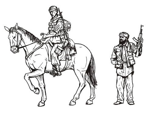 CMK F35198 1:35 U.S. Military Policeman Mounted and Iraqi Civilian (2 fig. & horse)