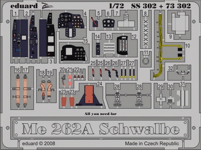 Eduard SS302 1:72 Messerschmitt Me-262A Schwalbe PRE-PAINTED IN COLOUR