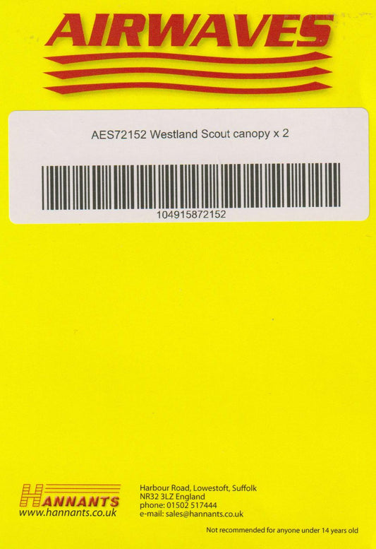 Airwaves (resin) AES72152 1:72 Westland Scout Canopy (x2)