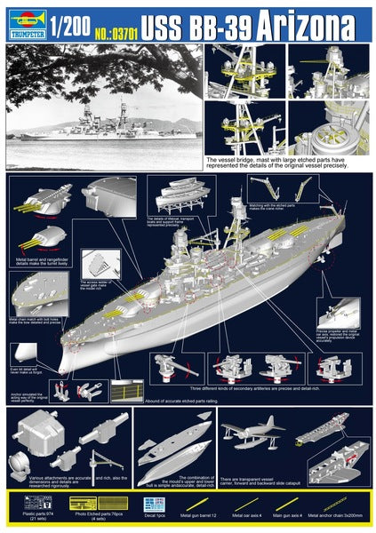 Trumpeter 03701 1:200 USS Arizona BB-39 1941