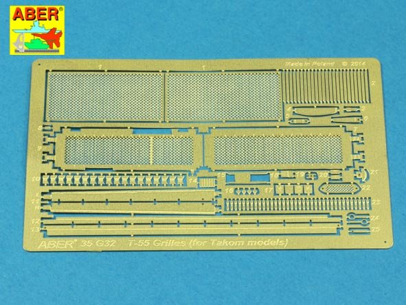 Aber 35G32 1:35 Grilles for Soviet T-55AM & T-55AMV