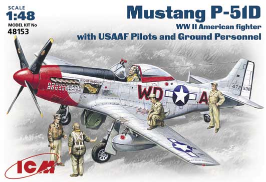 ICM 48153 1:48 North-American P-51D Mustang with USAAF Pilots & Ground Personnel