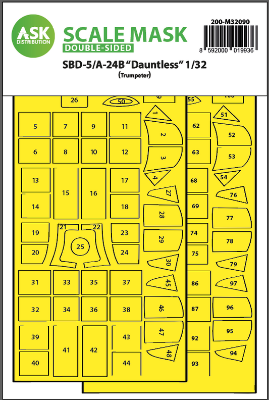 Art Scale 200-M32090 1:32 Douglas SBD-5/A-24B Dauntless canopy frame paint mask