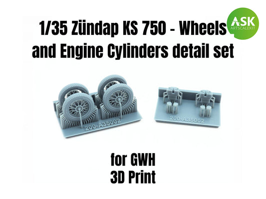 Art Scale 200-A35002 1:35 Zundap KS 750 wheels and cylinders (